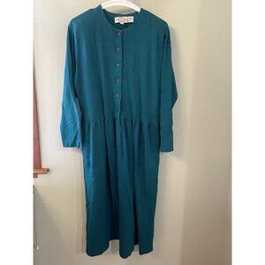 VTG J. Jill LTD Green Long dress Prairie Button up Vintage Cottagecore Farmcore
